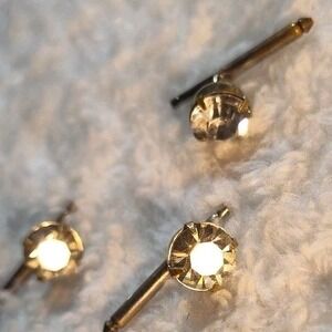 THREE ELEGANT ANTIQUE ART DECO FOILED‎ RHINESTONE SHIRT STUDS W/TROMBONE CLASP!